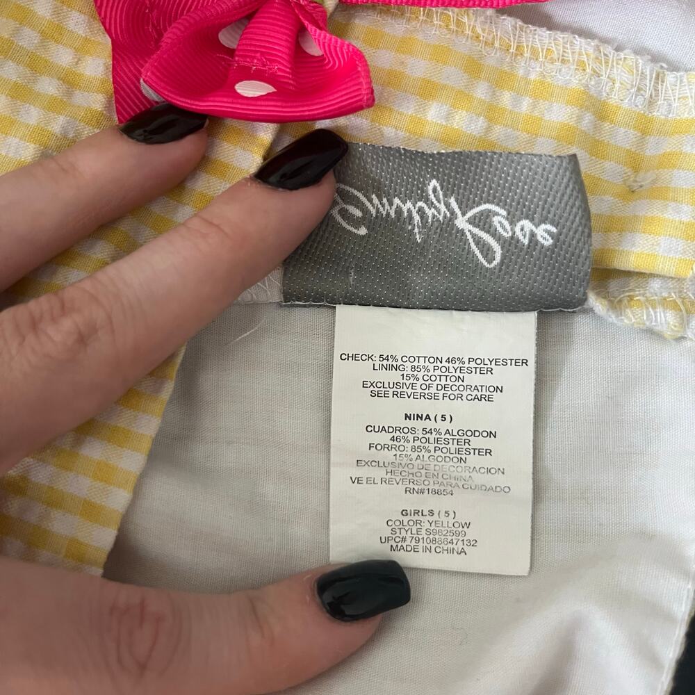 Emily Rose Yellow Gingham Butterfly Sundress Girls Size 5 Ruffle Bow Summer - Picture 10 of 12